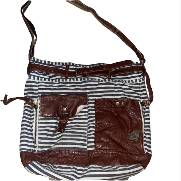 Roxy Handbags - Roxy Multi Pocket Striped Purse Brown Leather
